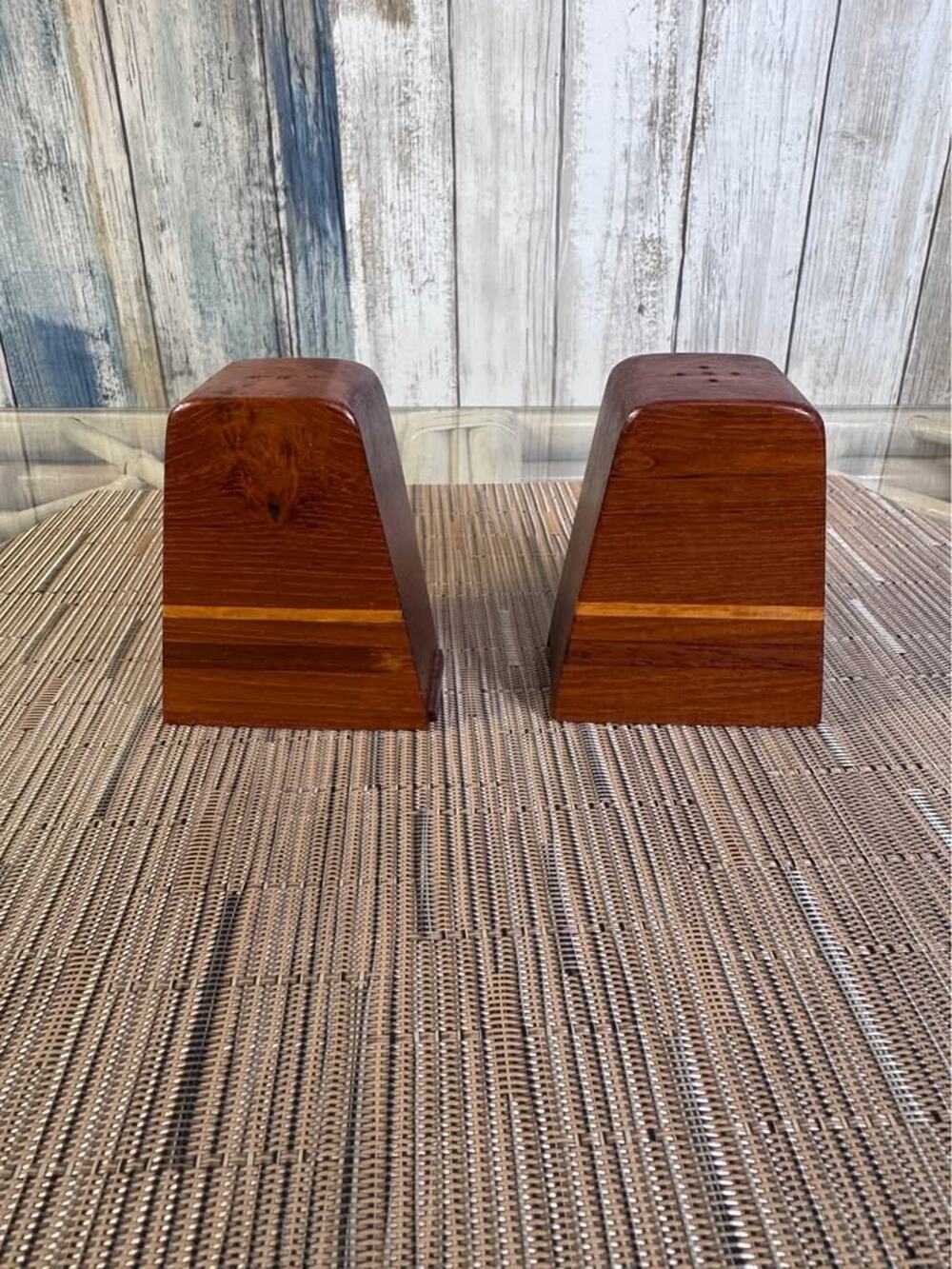 Vintage Inlaid Wood Salt and Pepper Shakers